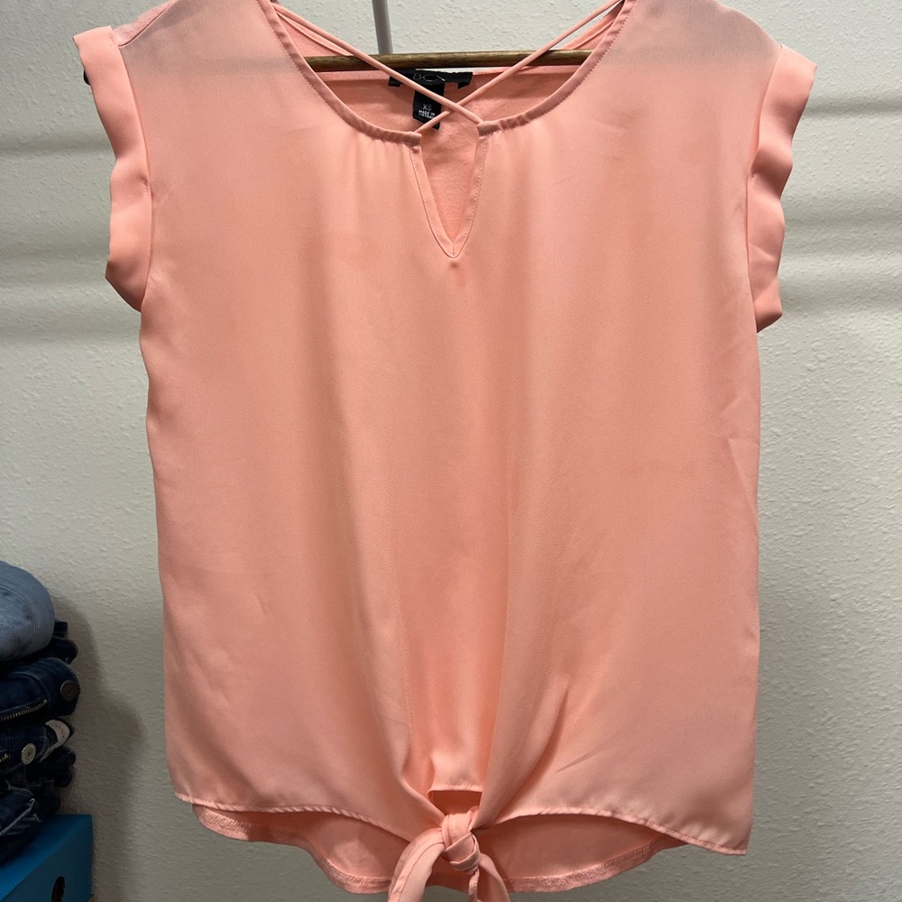 BCX Coral Sleeveless Blouse with Tie-Front